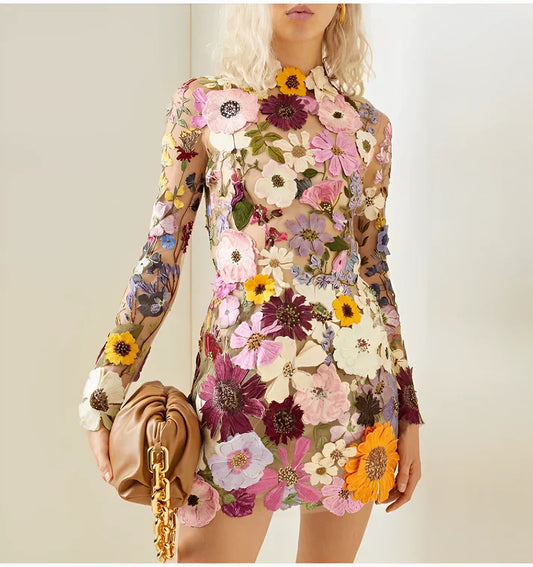Abito elegante con decoro floreale - CARLA