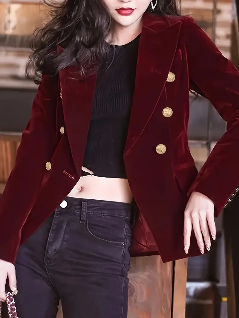 Giacca elegante in velluto bordeaux da donna - blazer snellente