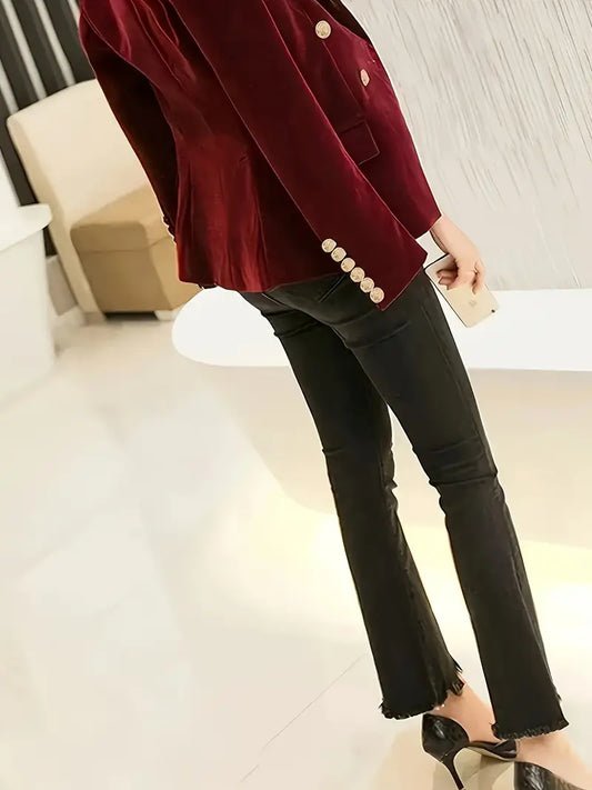 Giacca elegante in velluto bordeaux da donna - blazer snellente