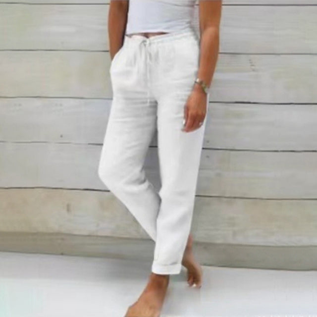 【Cotone e lino】Pantaloni casual dal taglio dritto