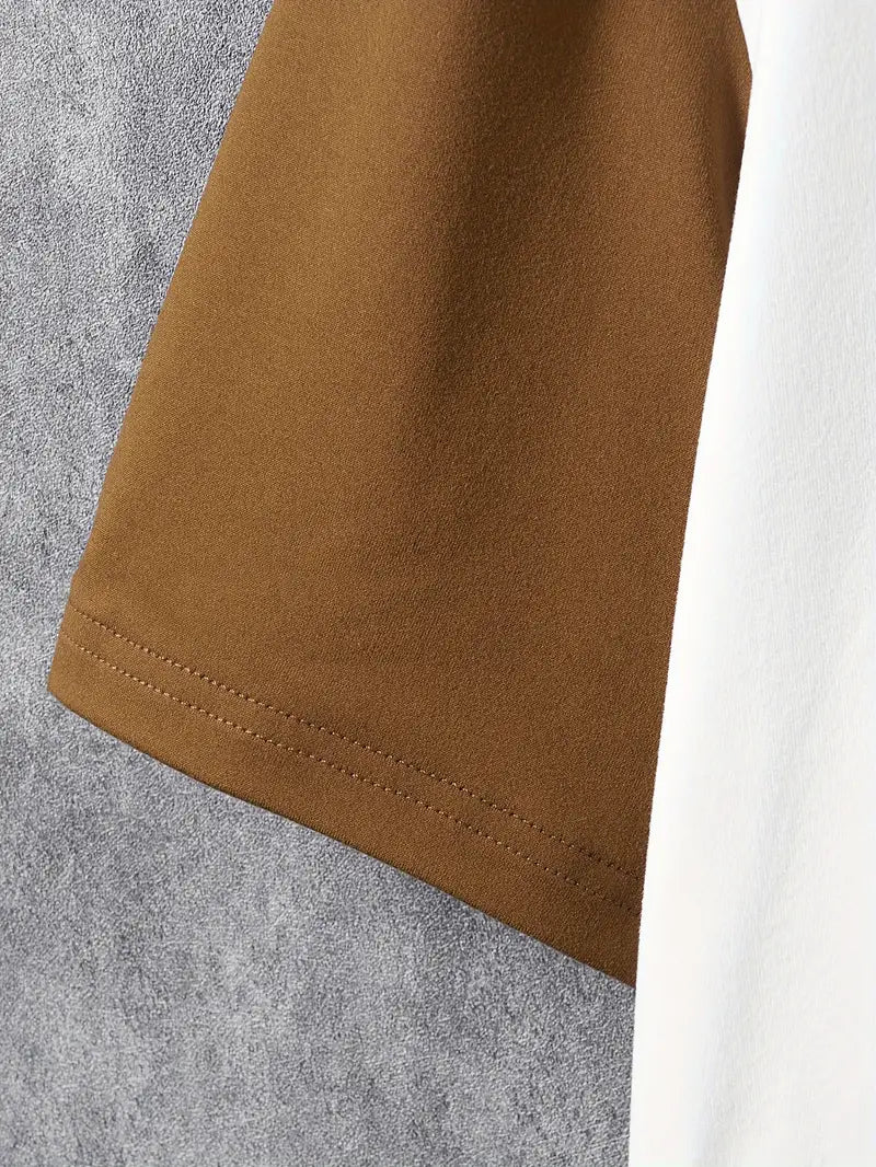 Robert - t-shirt elegante color block con maniche corte e scollo rotondo