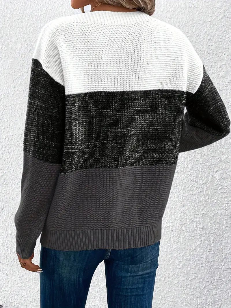 Natalie – maglione girocollo a maniche lunghe color-block
