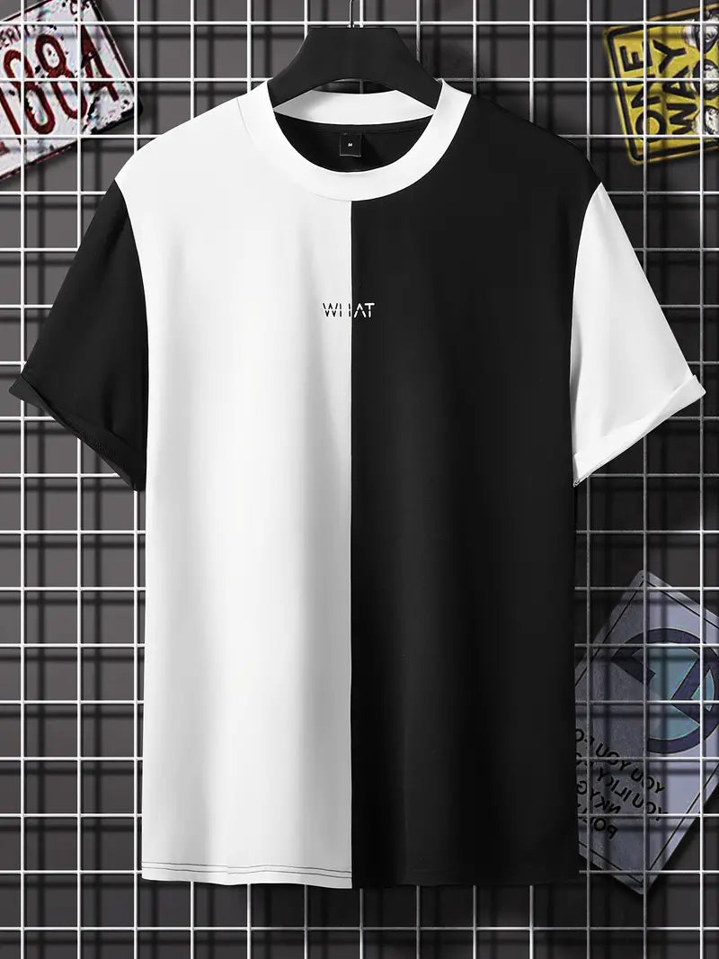 Robert - t-shirt elegante color block con maniche corte e scollo rotondo
