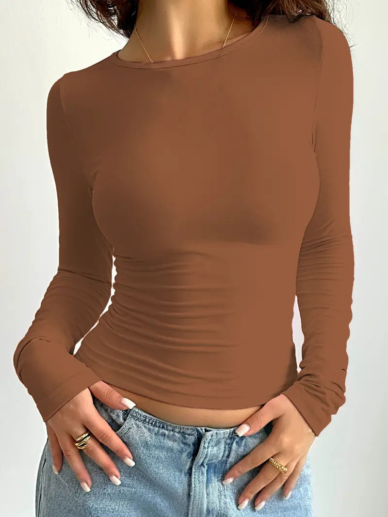 Savannah – t-shirt a maniche lunghe con scollo tondo