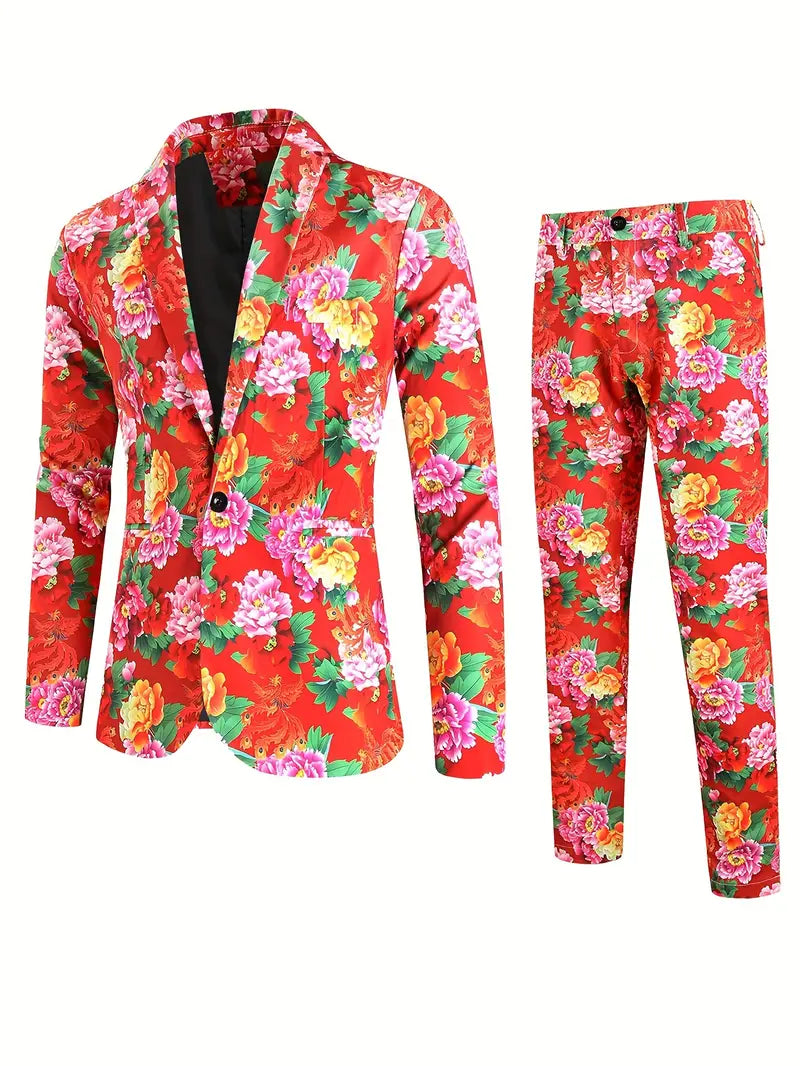 Completo chic a 2 pezzi con motivo floreale