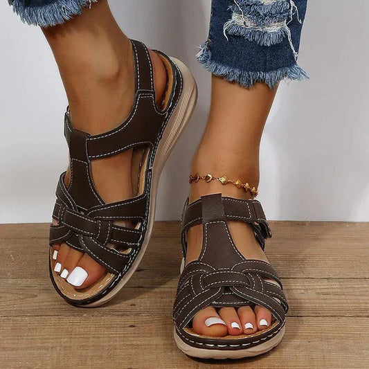 Sandali ortopedici comfort in pelle vintage