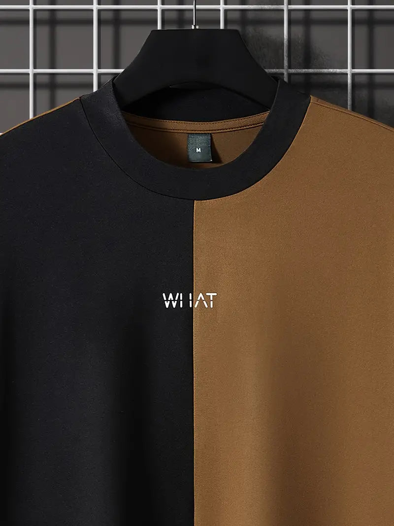 Robert - t-shirt elegante color block con maniche corte e scollo rotondo