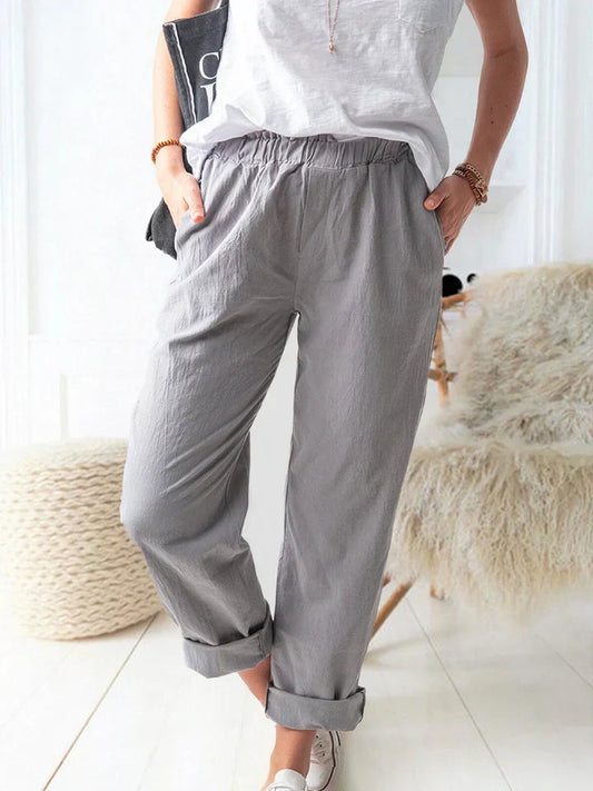 Pantaloni casual in lino con elastico: comodi ed eleganti