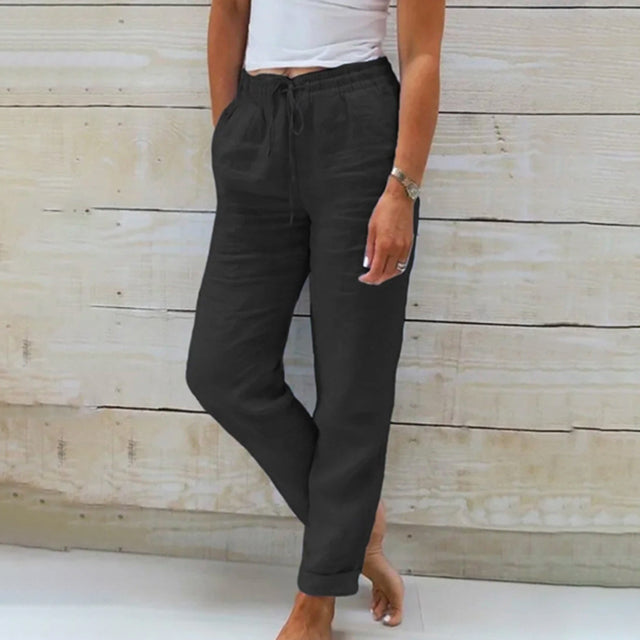 【Cotone e lino】Pantaloni casual dal taglio dritto