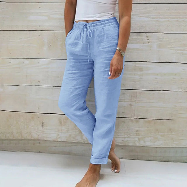 【Cotone e lino】Pantaloni casual dal taglio dritto