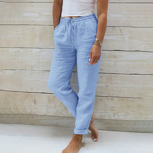 【Cotone e lino】Pantaloni casual dal taglio dritto