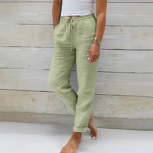 【Cotone e lino】Pantaloni casual dal taglio dritto
