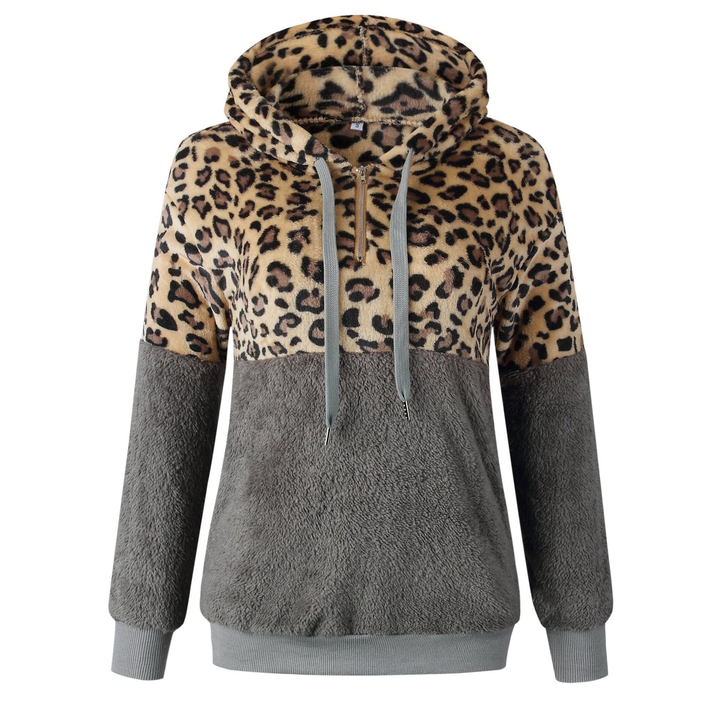 Teddy pullover - felpa con cappuccio estremamente calda e accogliente con elegante motivo leopardato per la primavera