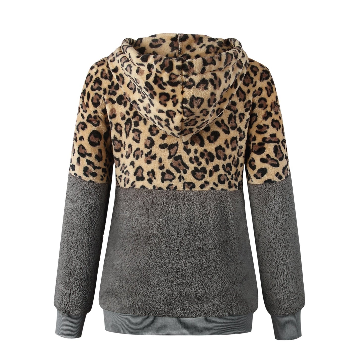 Teddy pullover - felpa con cappuccio estremamente calda e accogliente con elegante motivo leopardato per la primavera