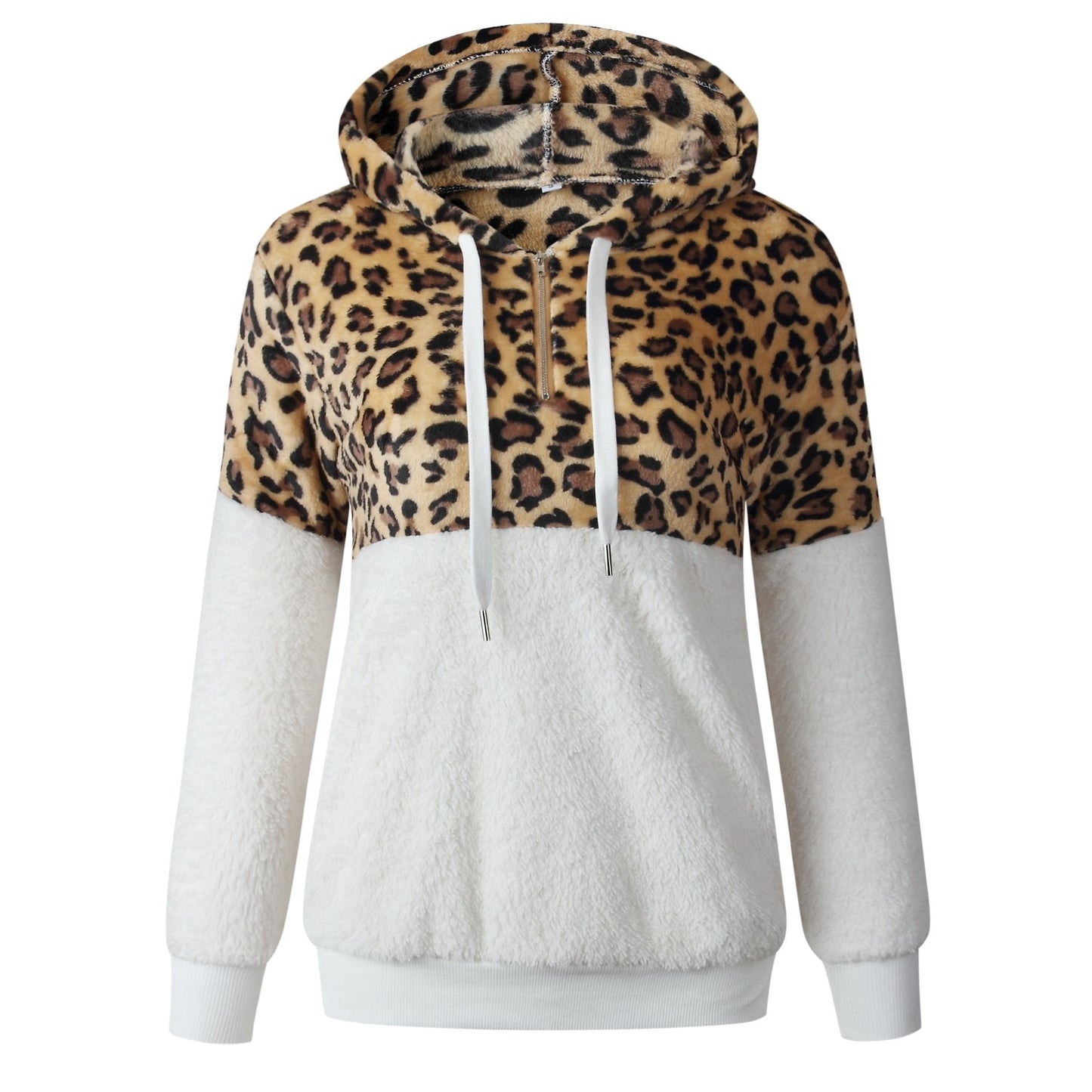 Teddy pullover - felpa con cappuccio estremamente calda e accogliente con elegante motivo leopardato per la primavera