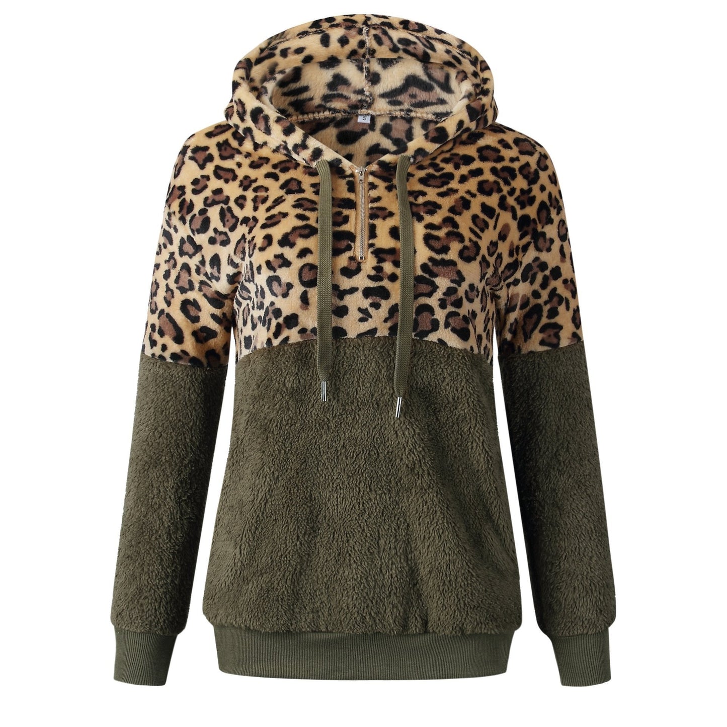 Teddy pullover - felpa con cappuccio estremamente calda e accogliente con elegante motivo leopardato per la primavera