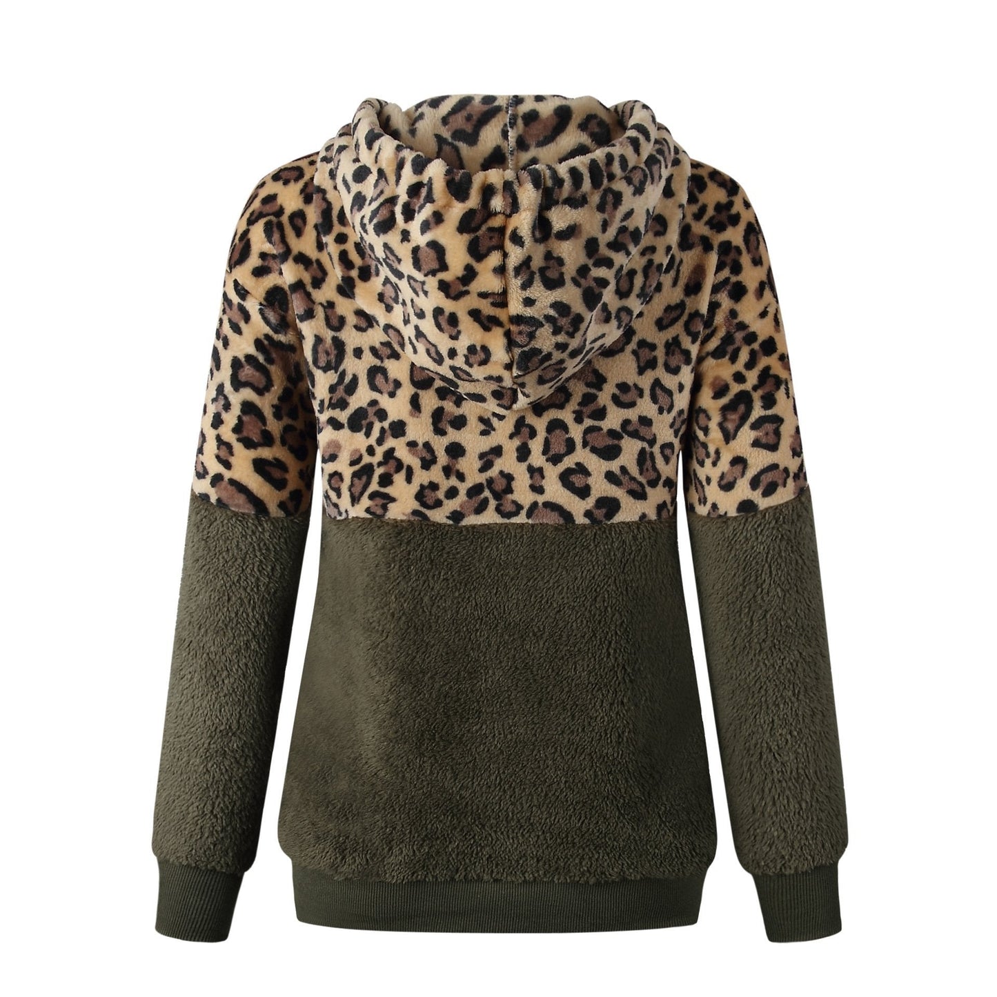 Teddy pullover - felpa con cappuccio estremamente calda e accogliente con elegante motivo leopardato per la primavera