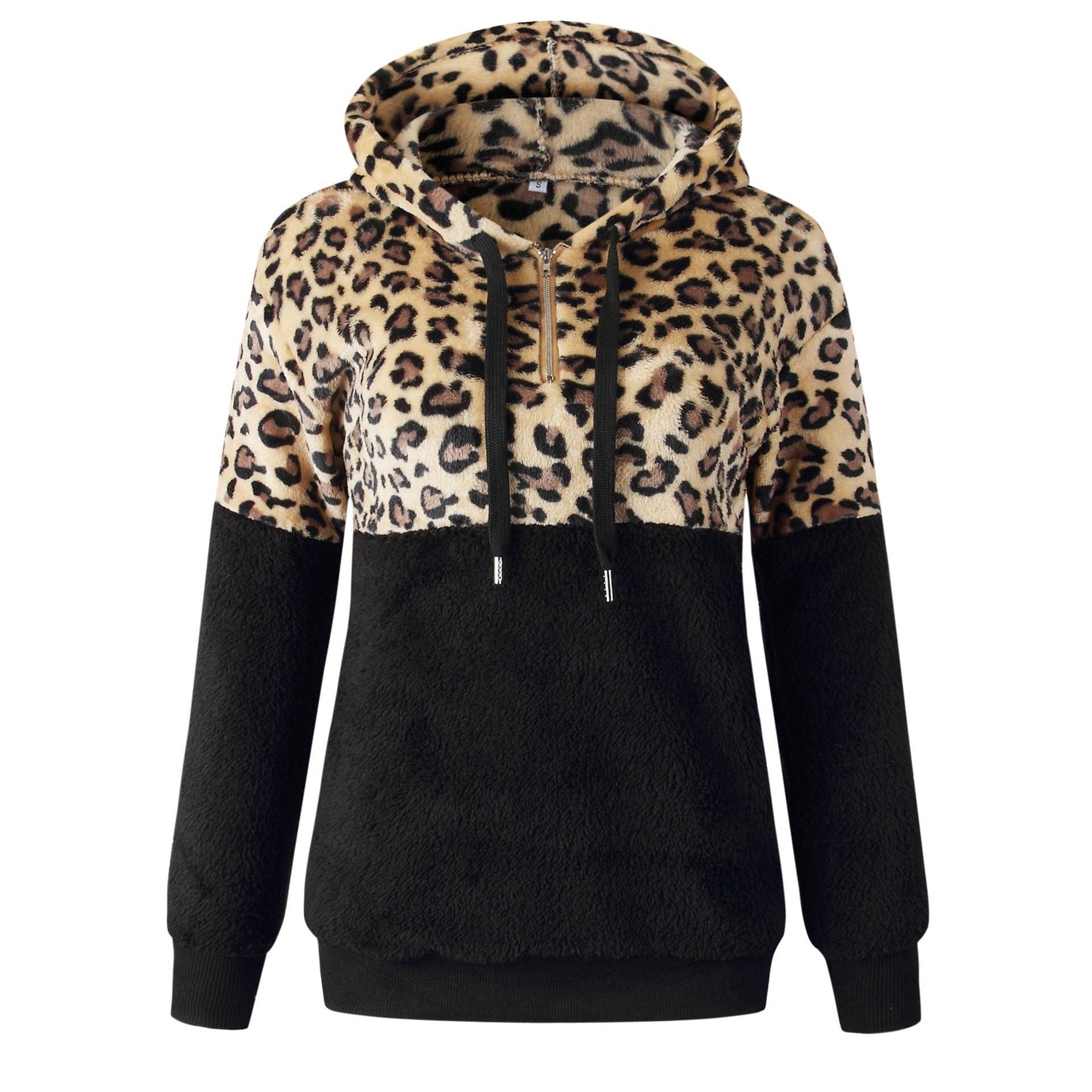 Teddy pullover - felpa con cappuccio estremamente calda e accogliente con elegante motivo leopardato per la primavera