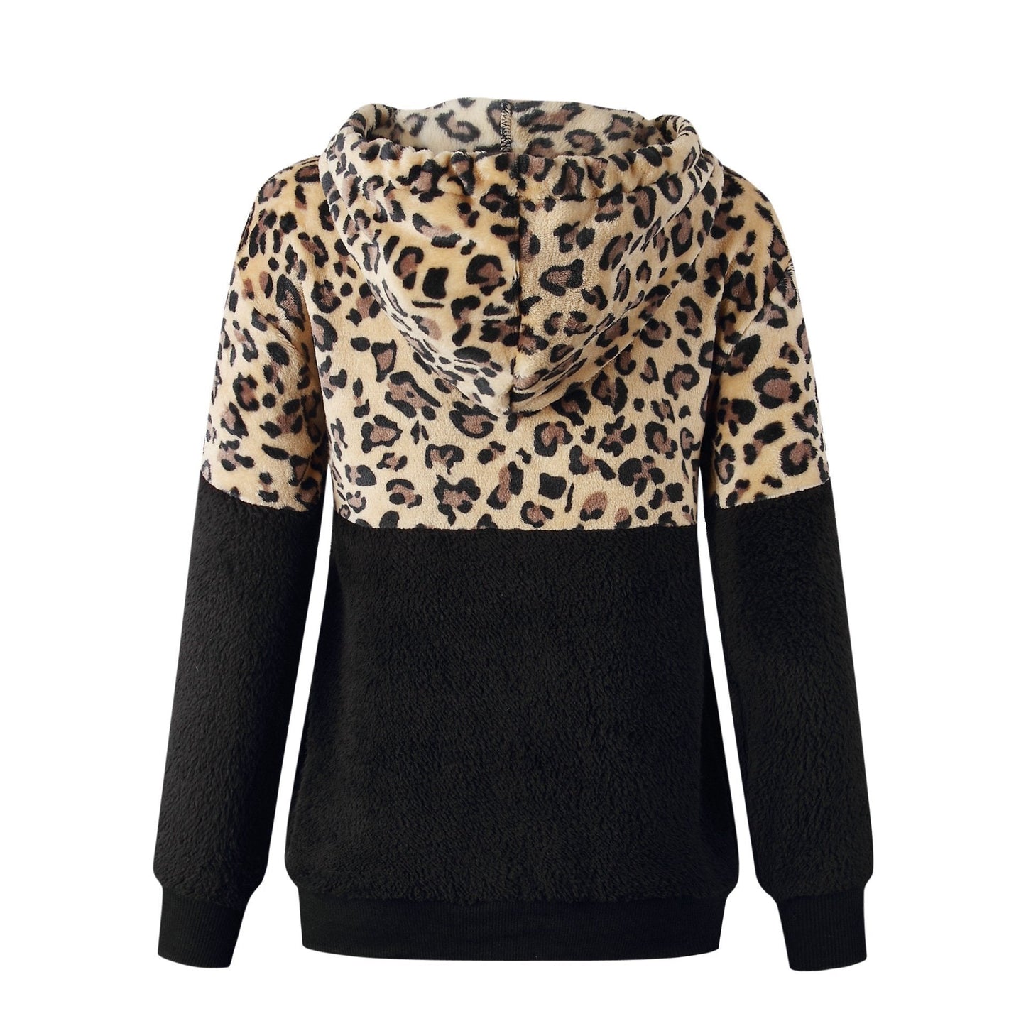 Teddy pullover - felpa con cappuccio estremamente calda e accogliente con elegante motivo leopardato per la primavera