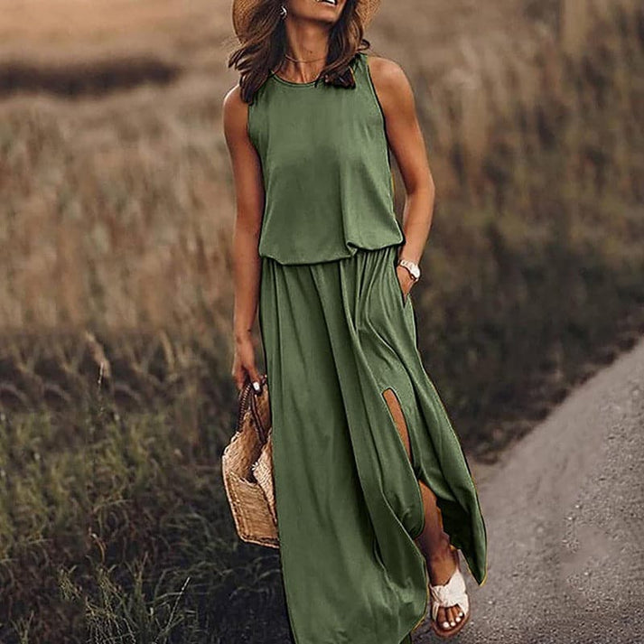 Aurelia - elegante abito lungo boho con elastico in vita