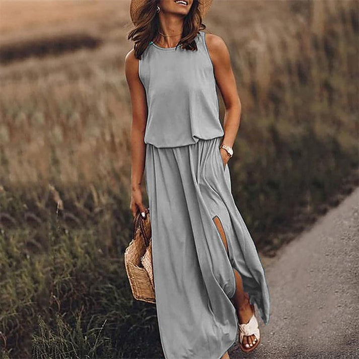 Aurelia - elegante abito lungo boho con elastico in vita