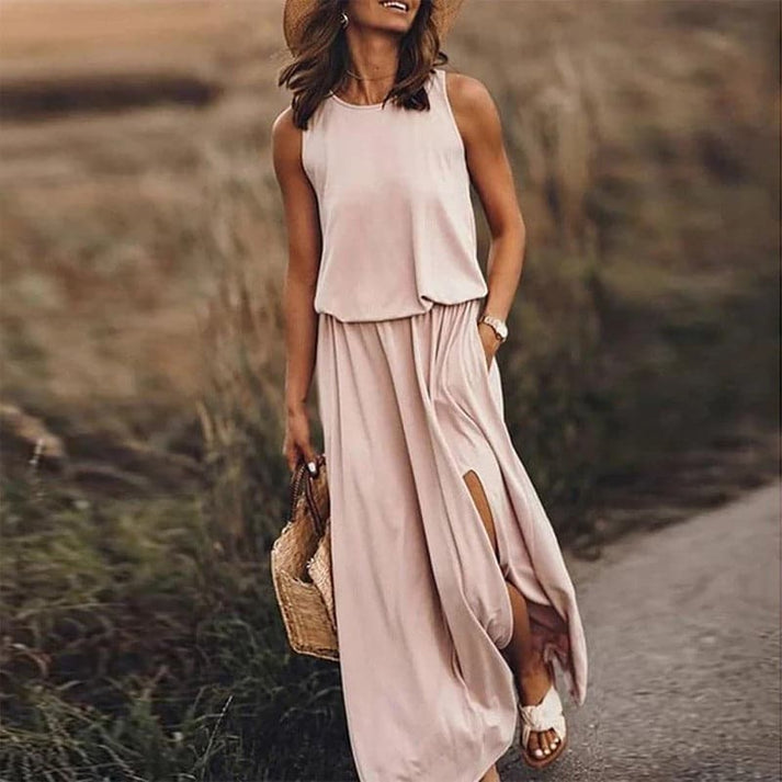 Aurelia - elegante abito lungo boho con elastico in vita