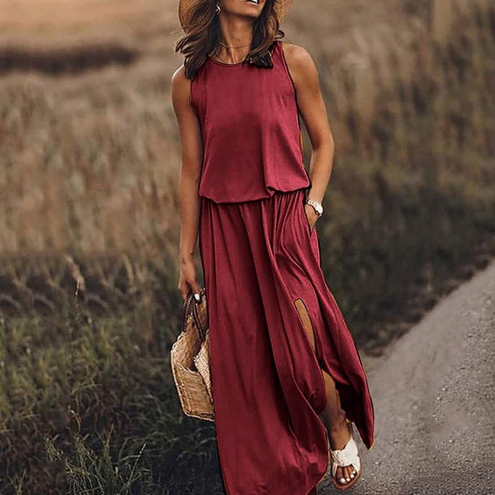 Aurelia - elegante abito lungo boho con elastico in vita